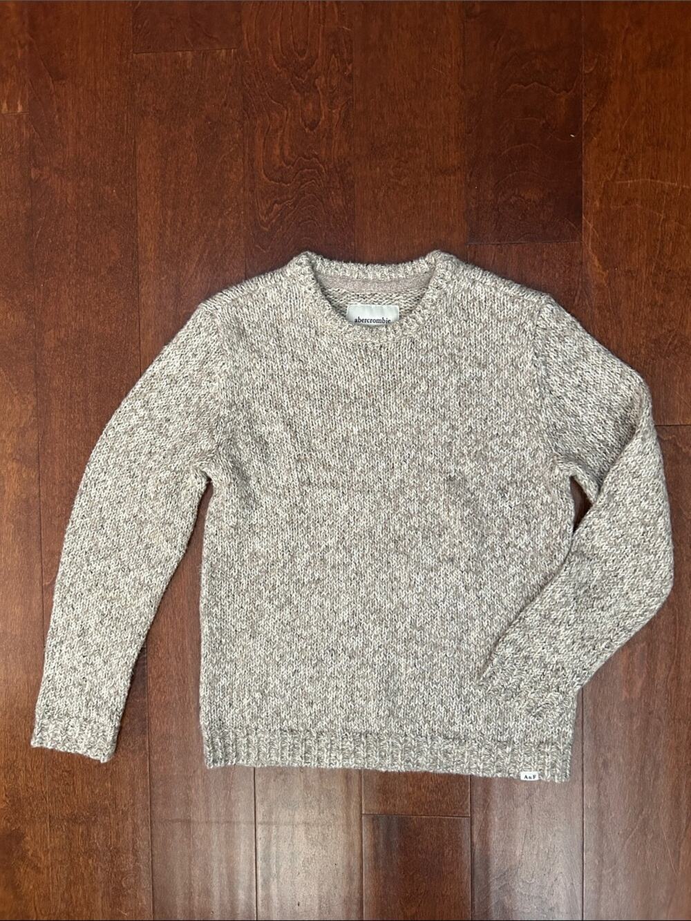Abercrombie & Fitch Kid's Marled Light Beige Cream Crewneck Sweater, Size 9/10